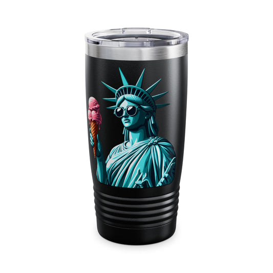 Lady Liberty Chillin w/ Strawberry Ice Cream Stainless Steel Tumbler 20oz