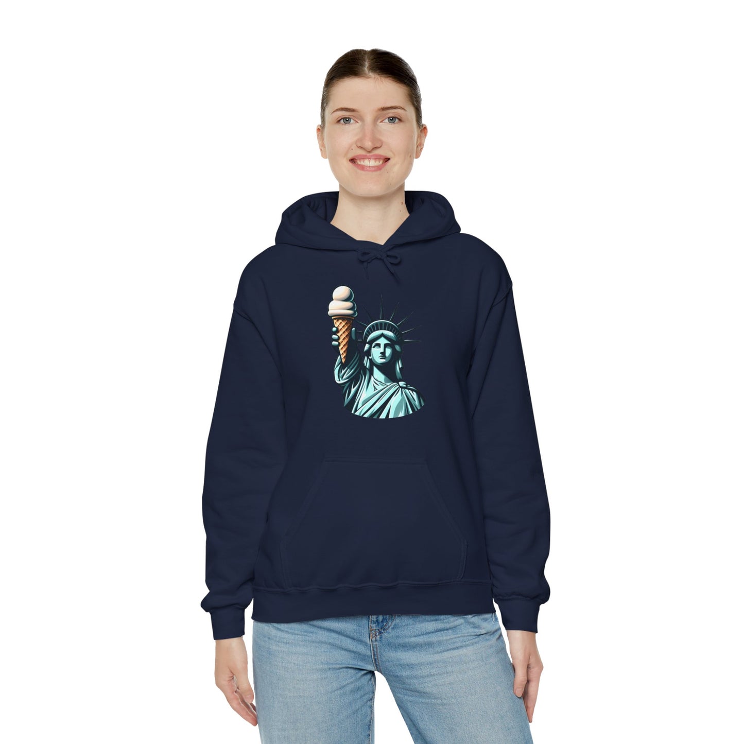 Lady Liberty Chillin w/ Vanilla Ice Cream Hooded Sweatshirt