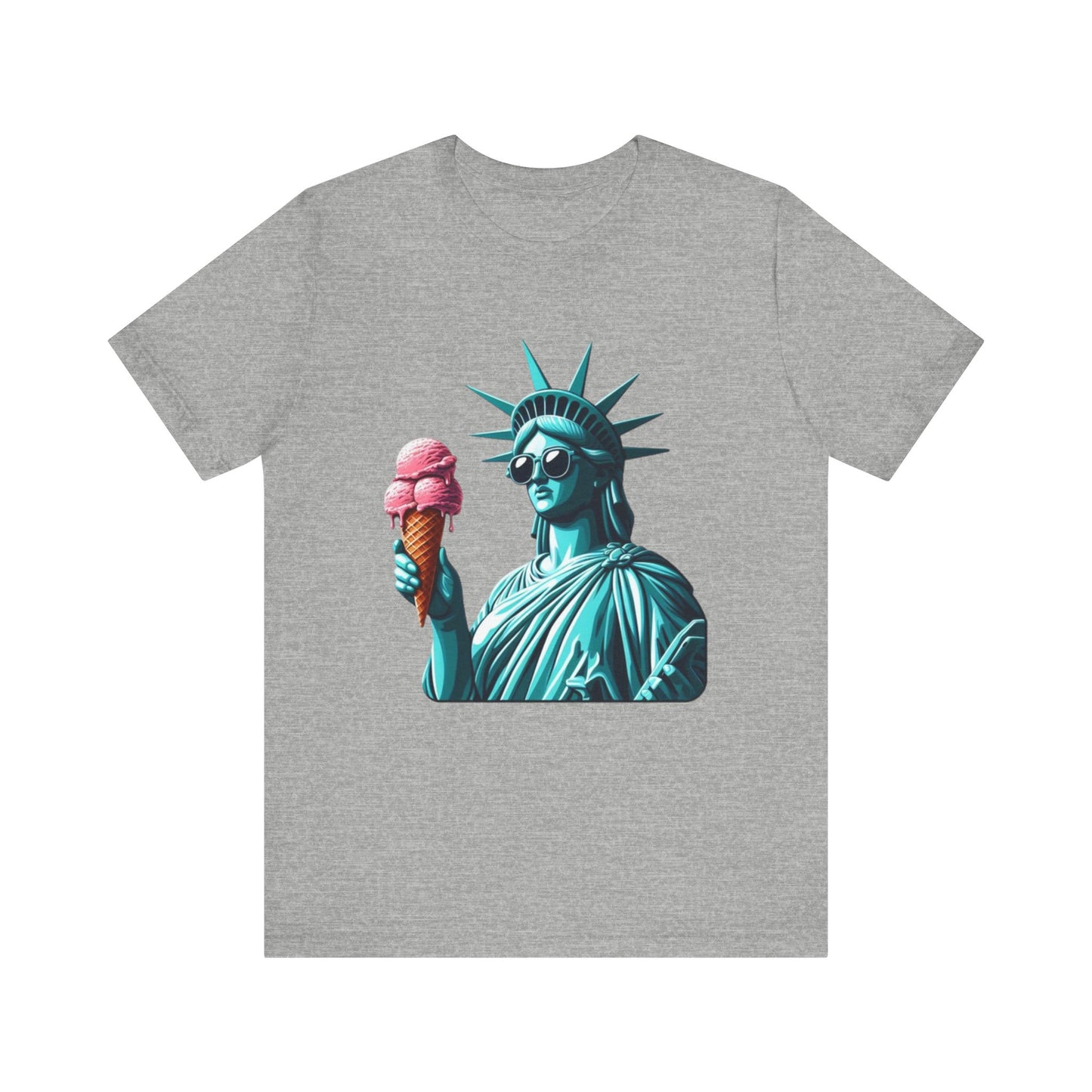 Lady Liberty Chillin w/ Strawberry Ice Cream Short Sleeve Shirt