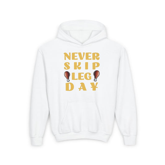 Never Skip Leg Day Kids Hooded Sweatshirt