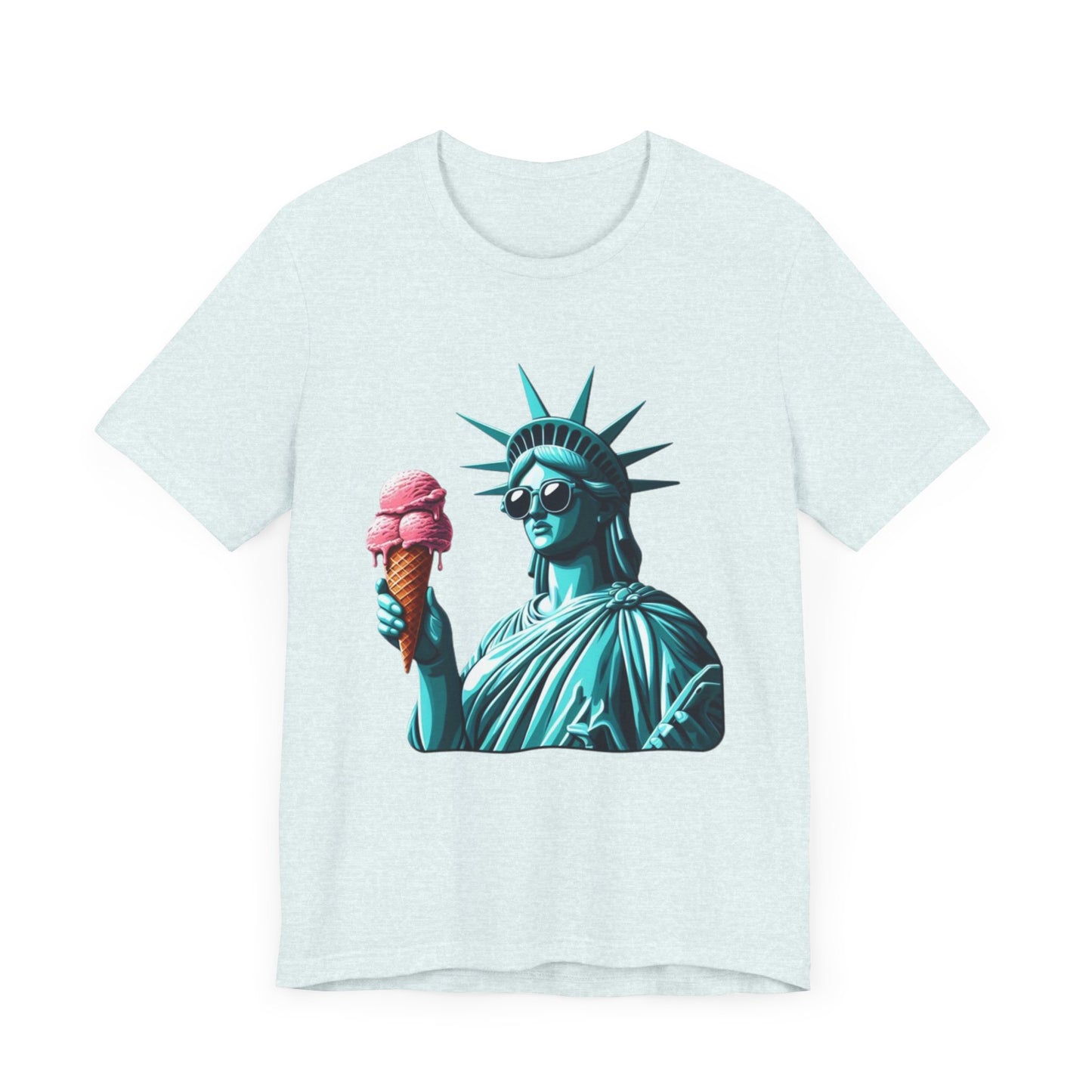 Lady Liberty Chillin w/ Strawberry Ice Cream Short Sleeve Shirt