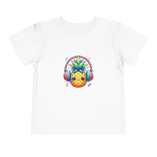 Happy Pineapple w/ Headphones Toddler Short Sleeve Shirt