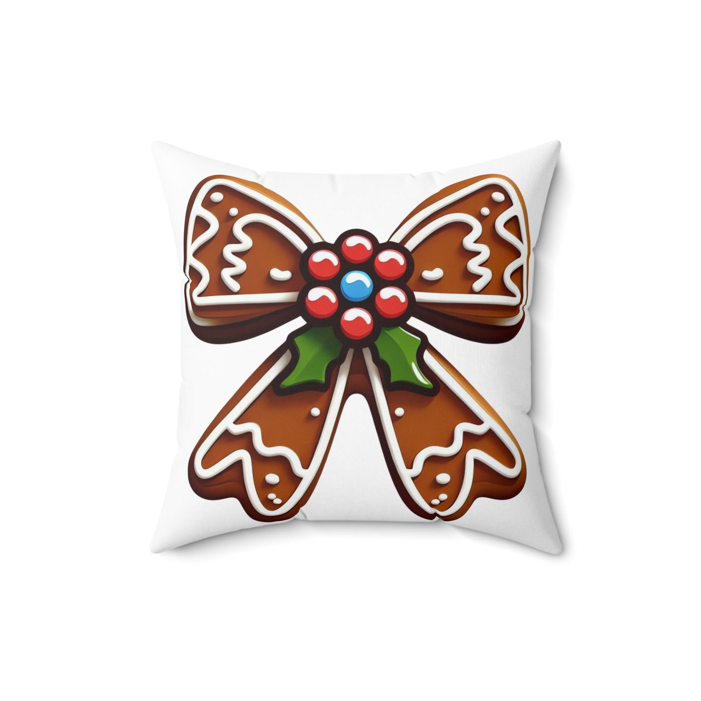 Gingerbread Bow Polyester Square Pillow