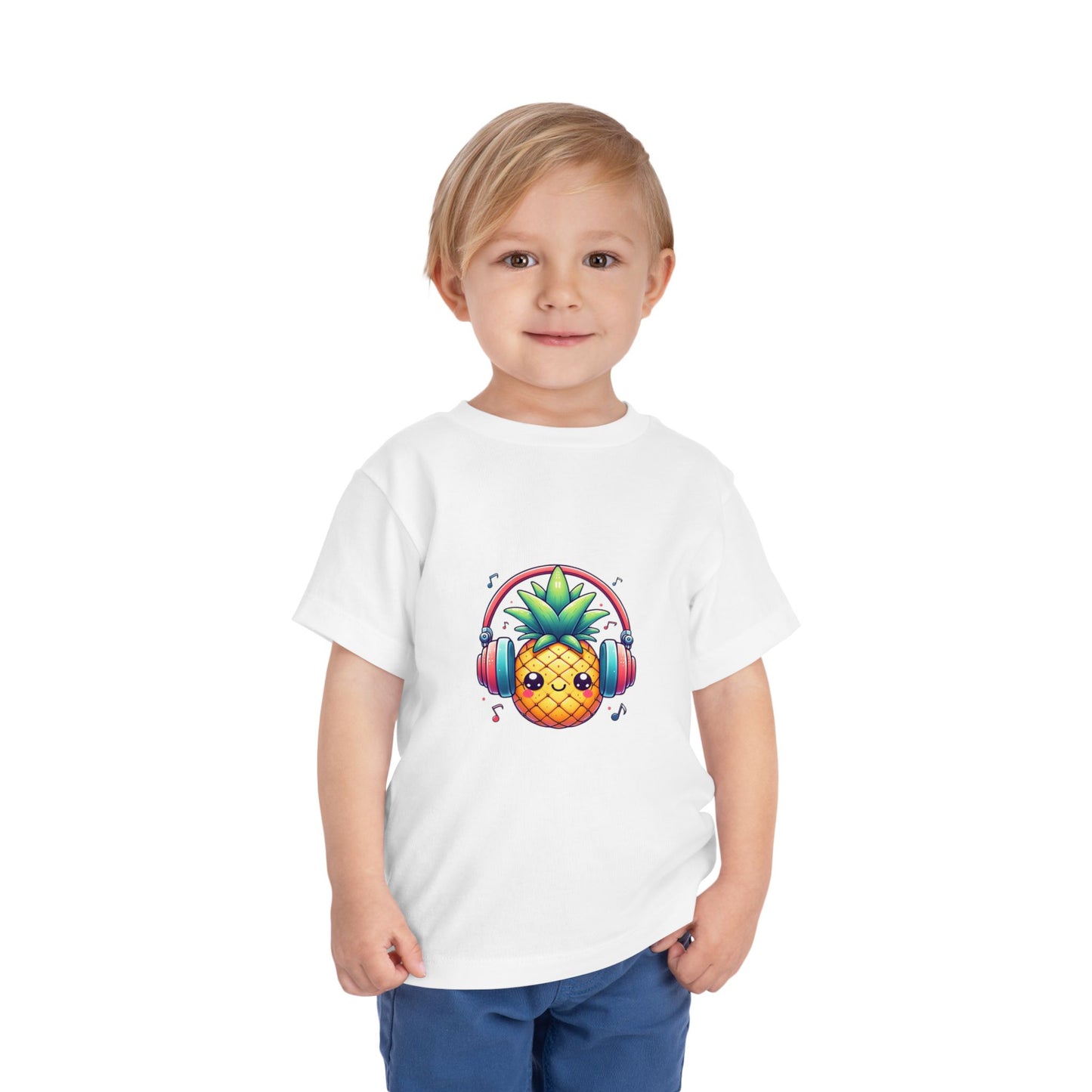 Happy Pineapple w/ Headphones Toddler Short Sleeve Shirt