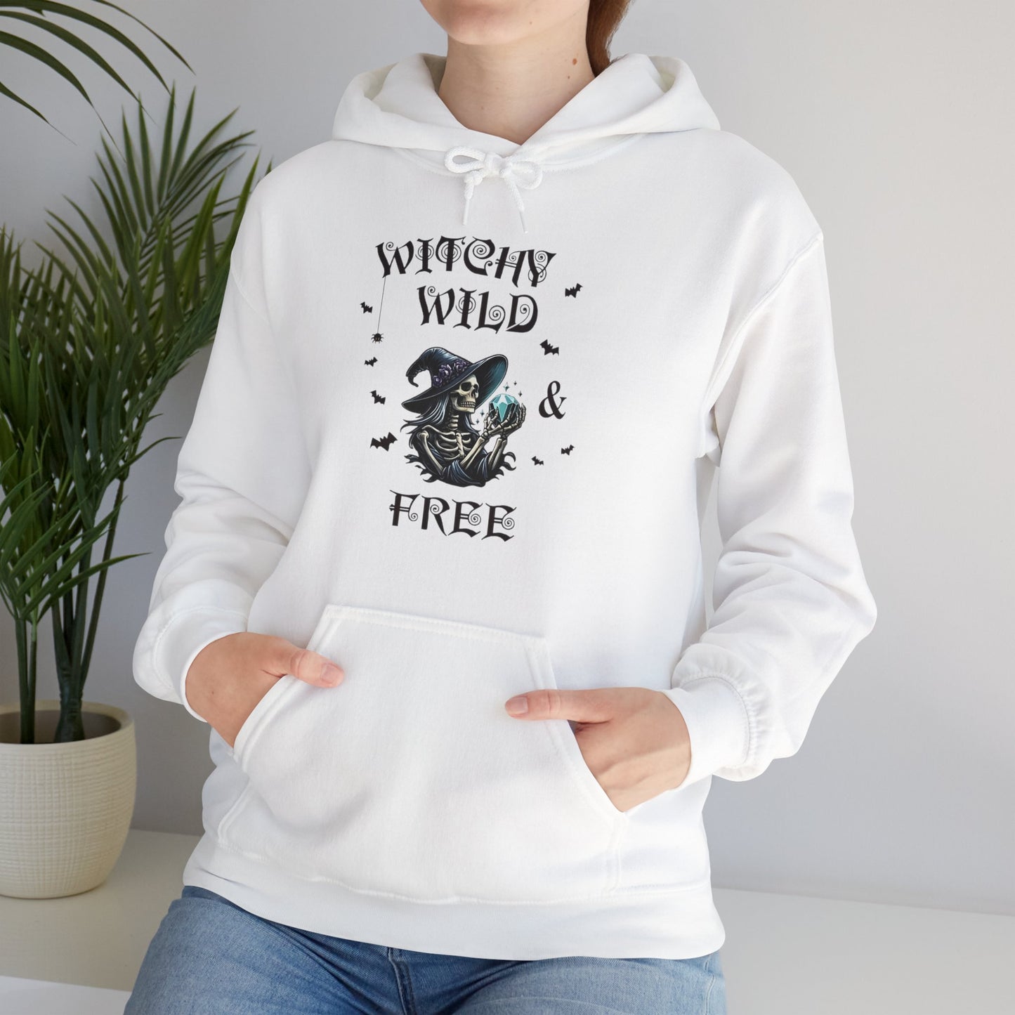 Witchy Wild & Free Skeleton w/ Diamond Jewel Hooded Sweatshirt
