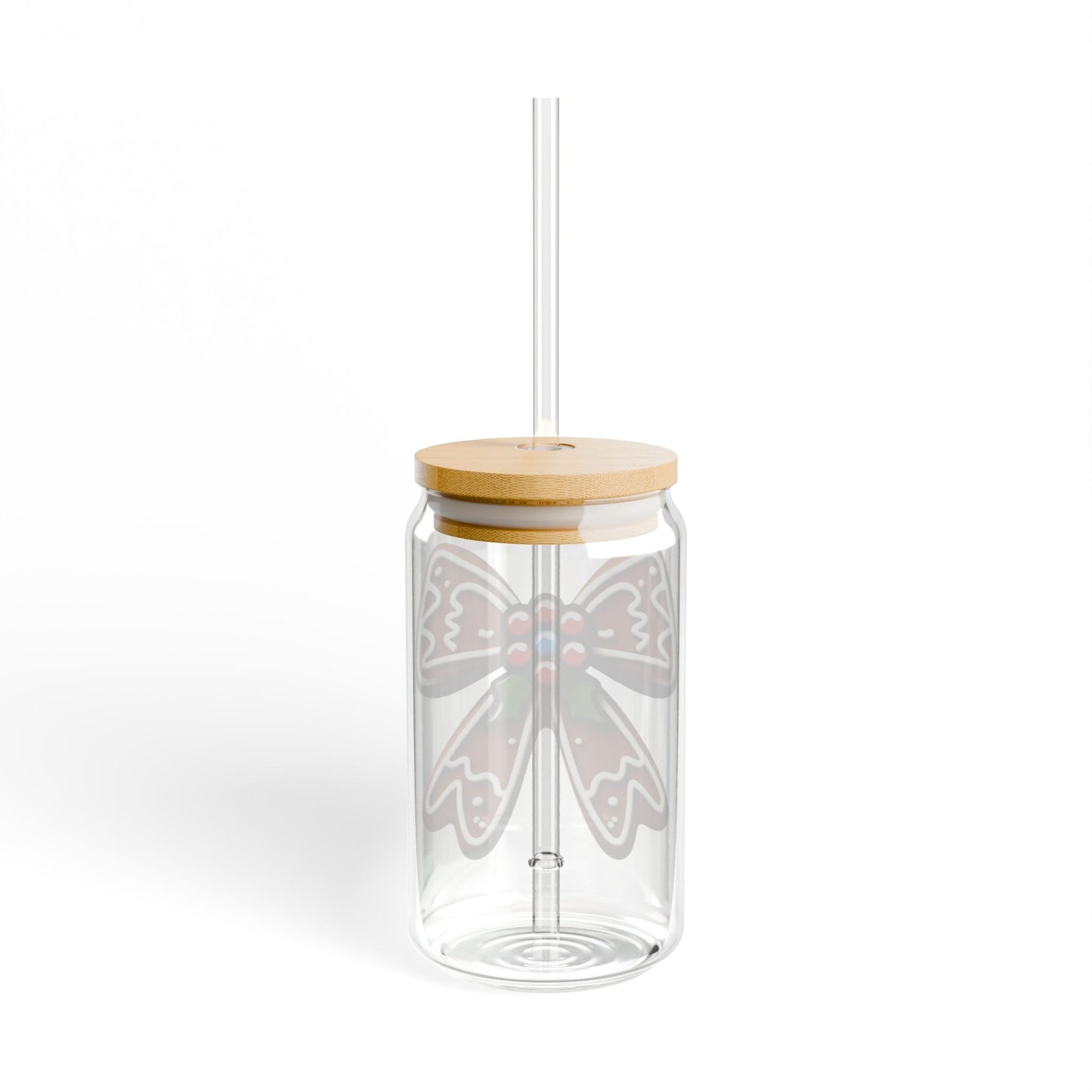 Gingerbread Bow Sipper Glass 16oz