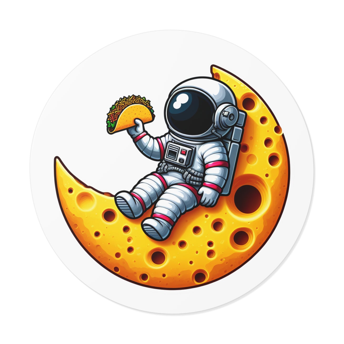 Astronaut on Cheese Moon Vinyl Sticker