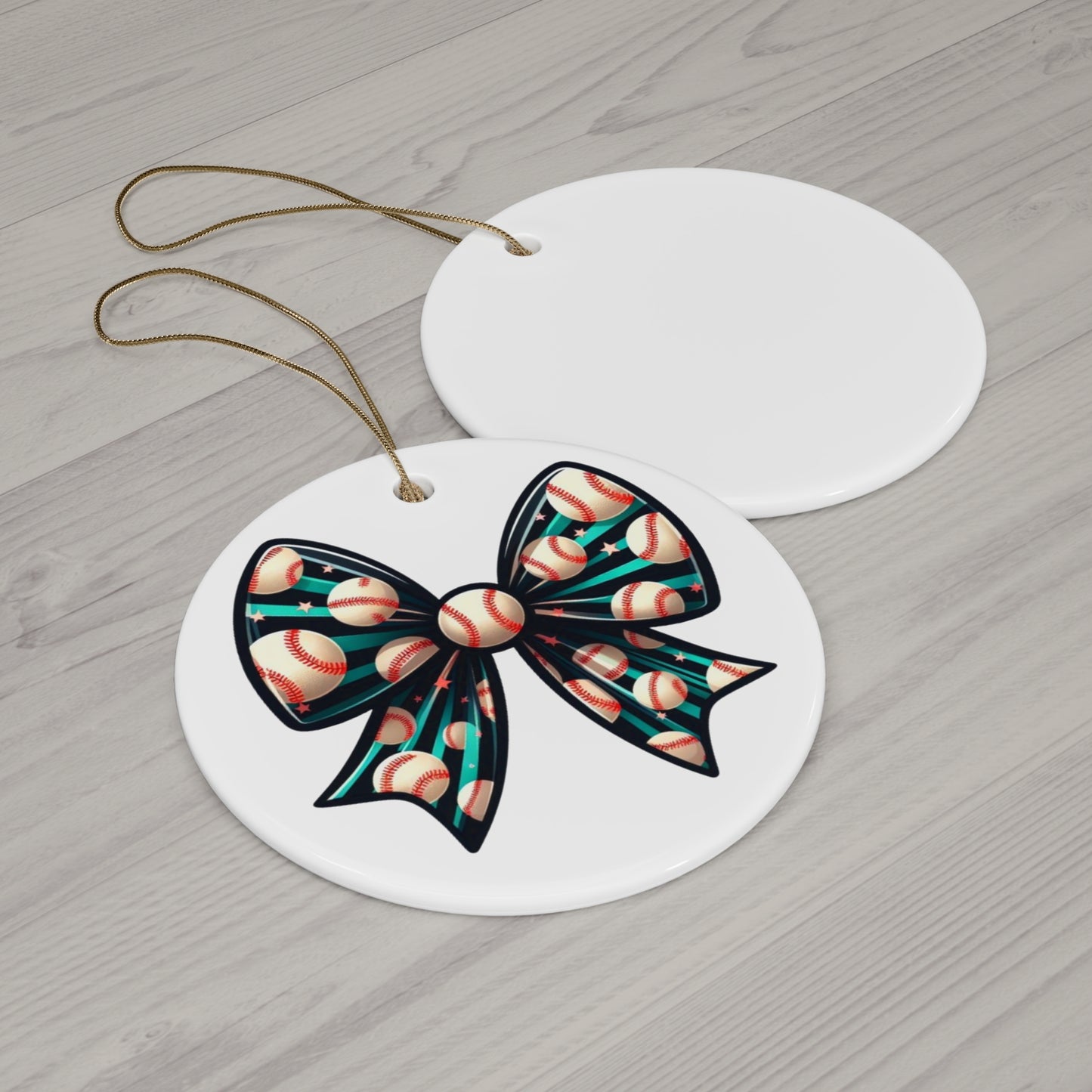 Baseball Prize Bow Ceramic Ornament