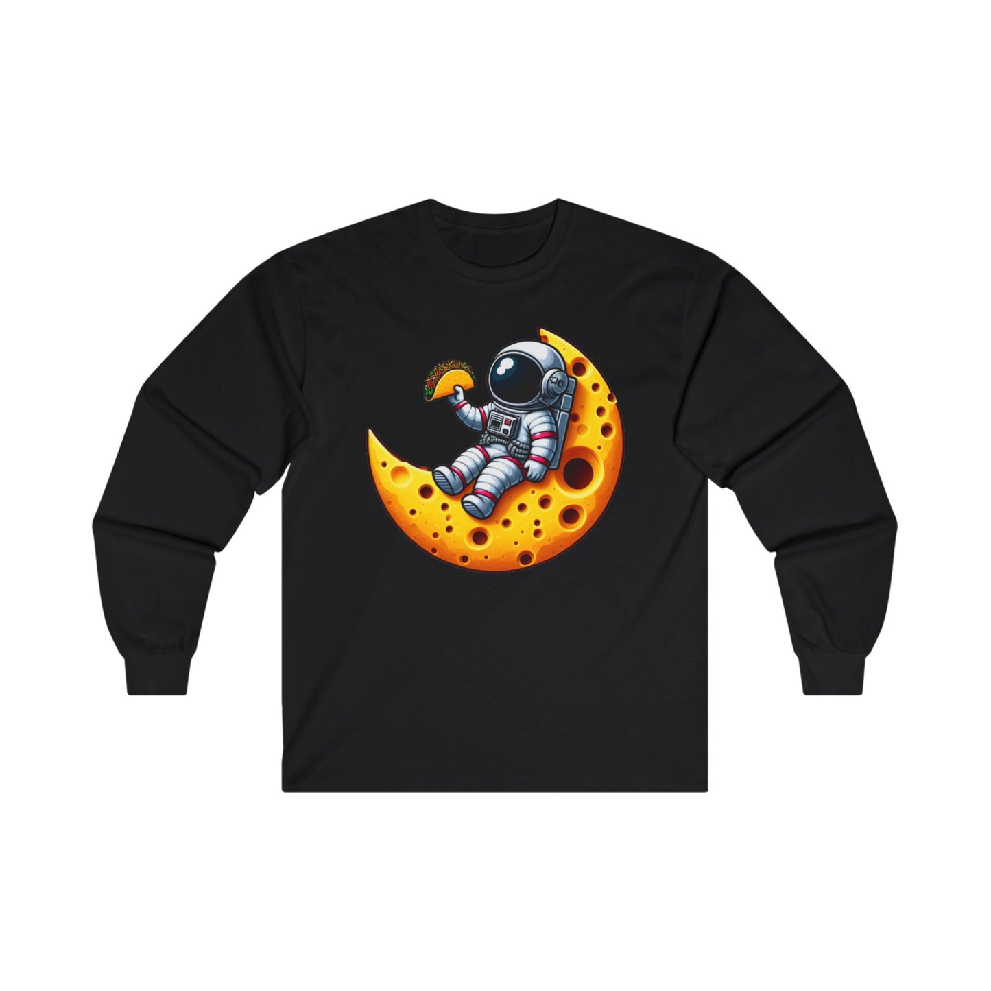 Astronaut On Cheese Moon Long Sleeve Shirt