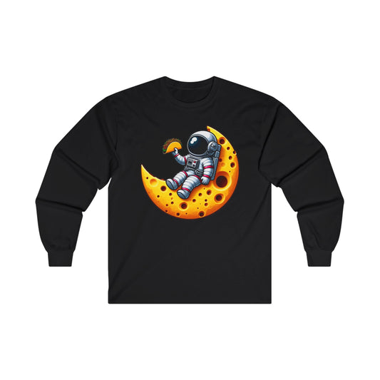 Astronaut On Cheese Moon Long Sleeve Shirt