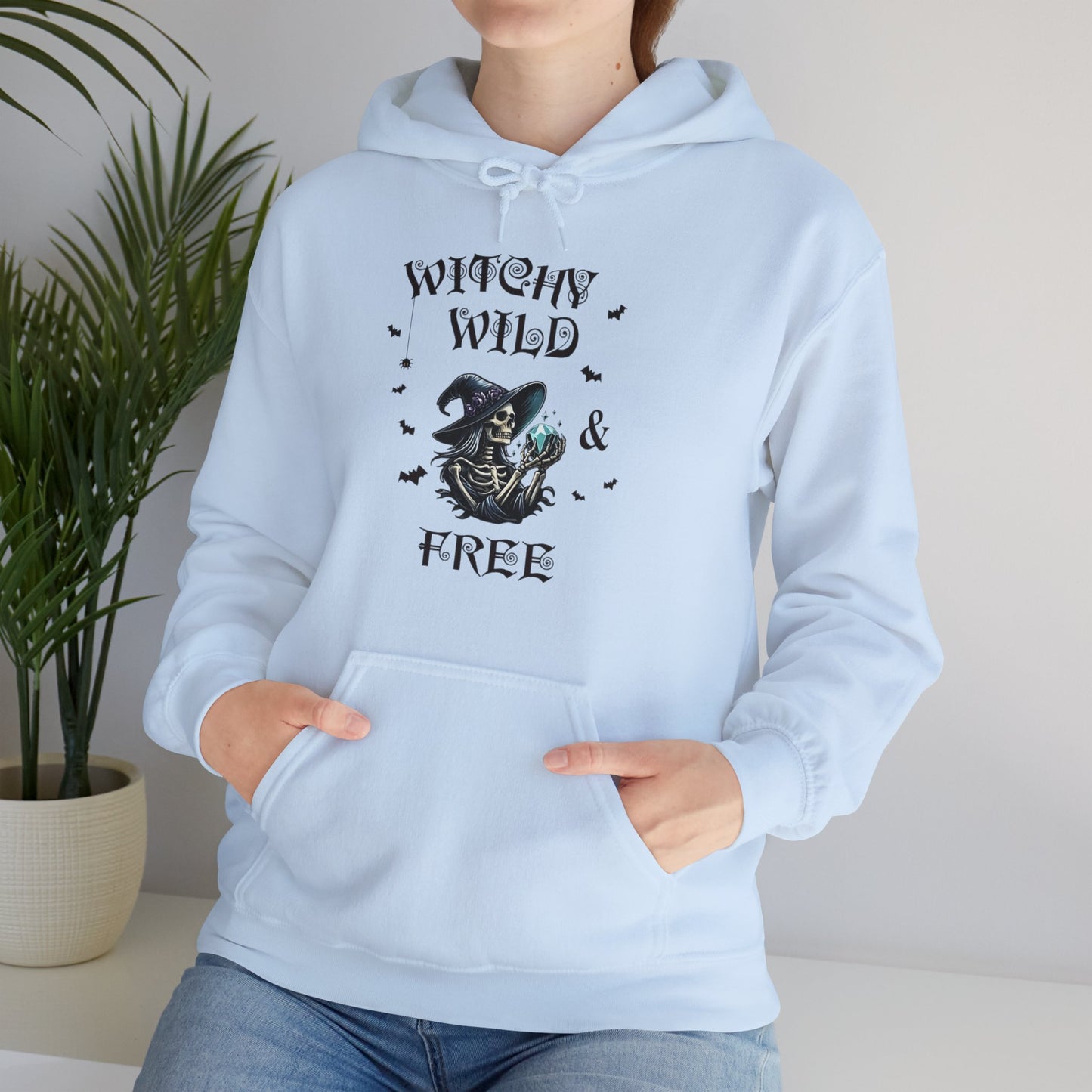Witchy Wild & Free Skeleton w/ Diamond Jewel Hooded Sweatshirt